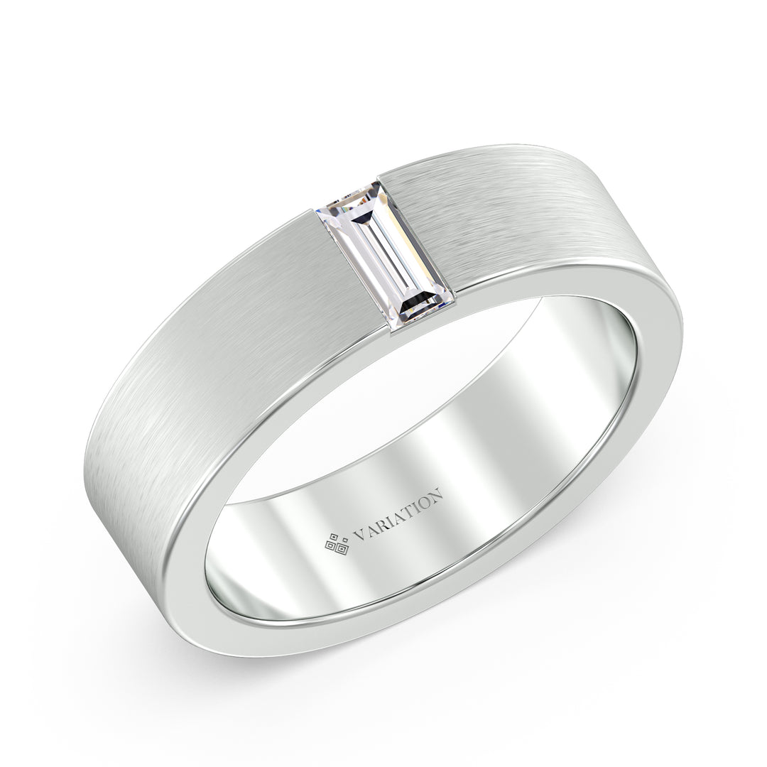 Baguette Cut Lab Grown Diamond Platinum Signet Ring with 0.37 Ct Diamond