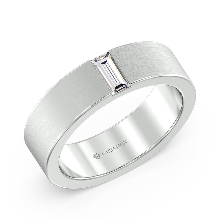 Baguette Cut Lab Grown Diamond Platinum Signet Ring with 0.37 Ct Diamond