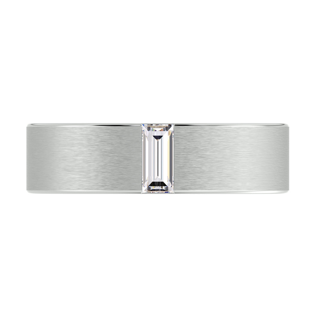 Baguette Diamond Platinum Ring with Contemporary Geometric Design