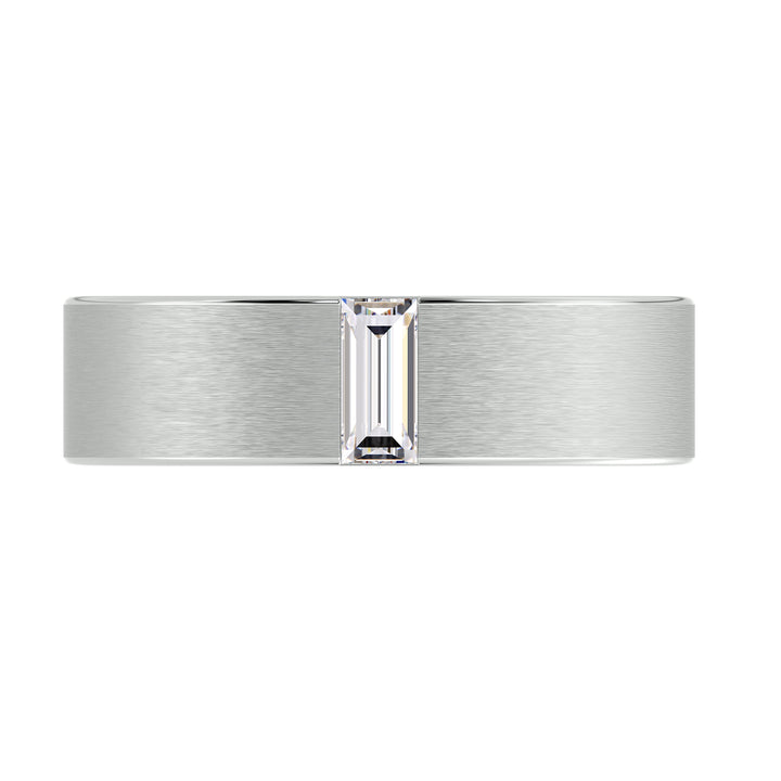 Baguette Diamond Platinum Ring with Contemporary Geometric Design