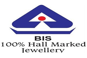 Image of the BIS (Bureau of Indian Standards) jewellery hallmark logo, featuring the official symbol and certification mark that guarantees the authenticity and purity of the jewellery.