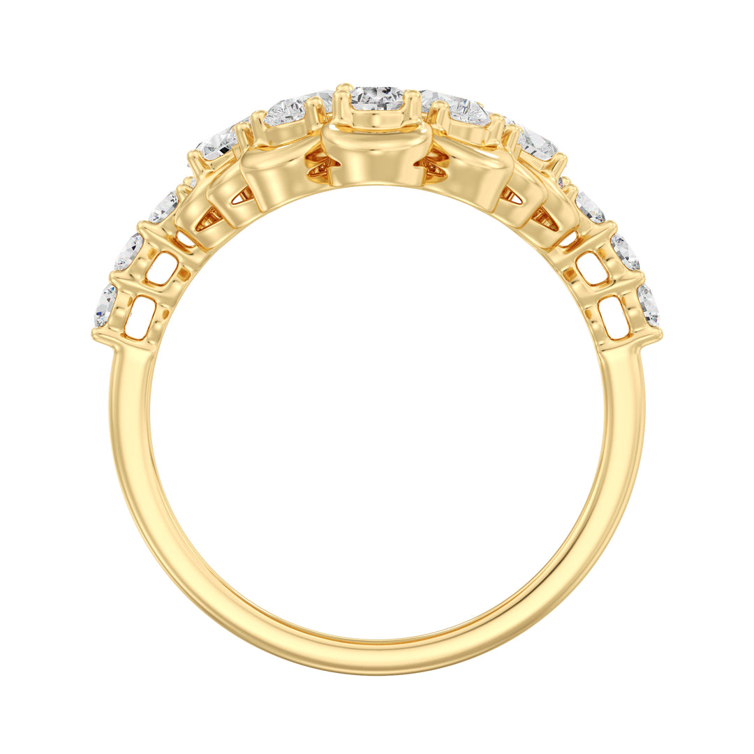 Blooming Floret Diamond Ring with Pear and Round Diamonds in Yellow Gold
