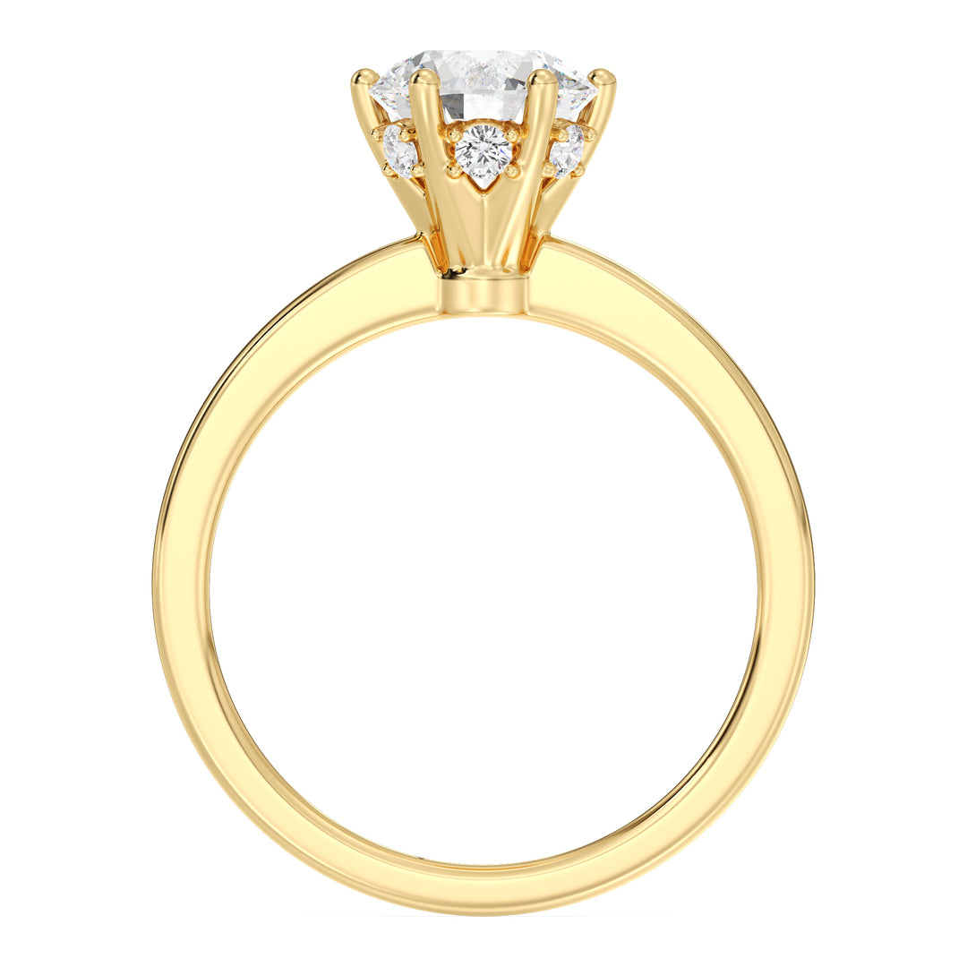 Classic Hidden Halo Solitaire Diamond Ring in 18K Yellow Gold