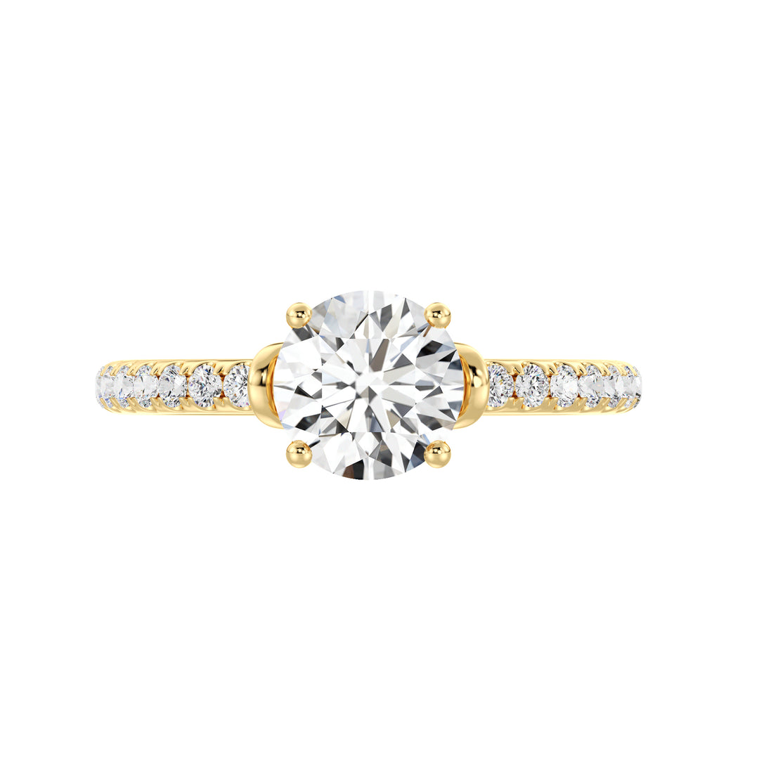 Classic Lab Grown Diamond Solitaire Ring with Accent Diamonds in 18K Yellow Gold