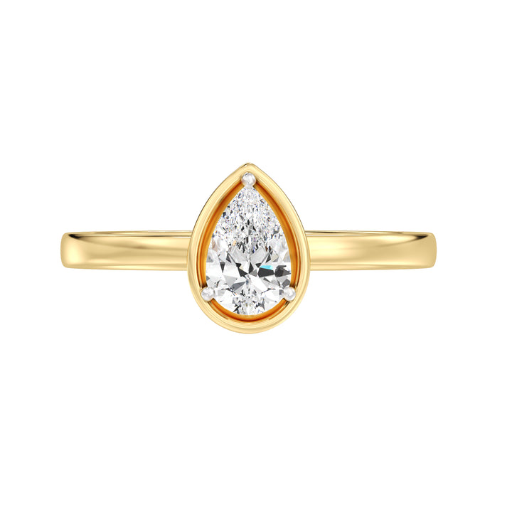Classic Pear Cut Solitaire Ring in 18K Yellow Gold