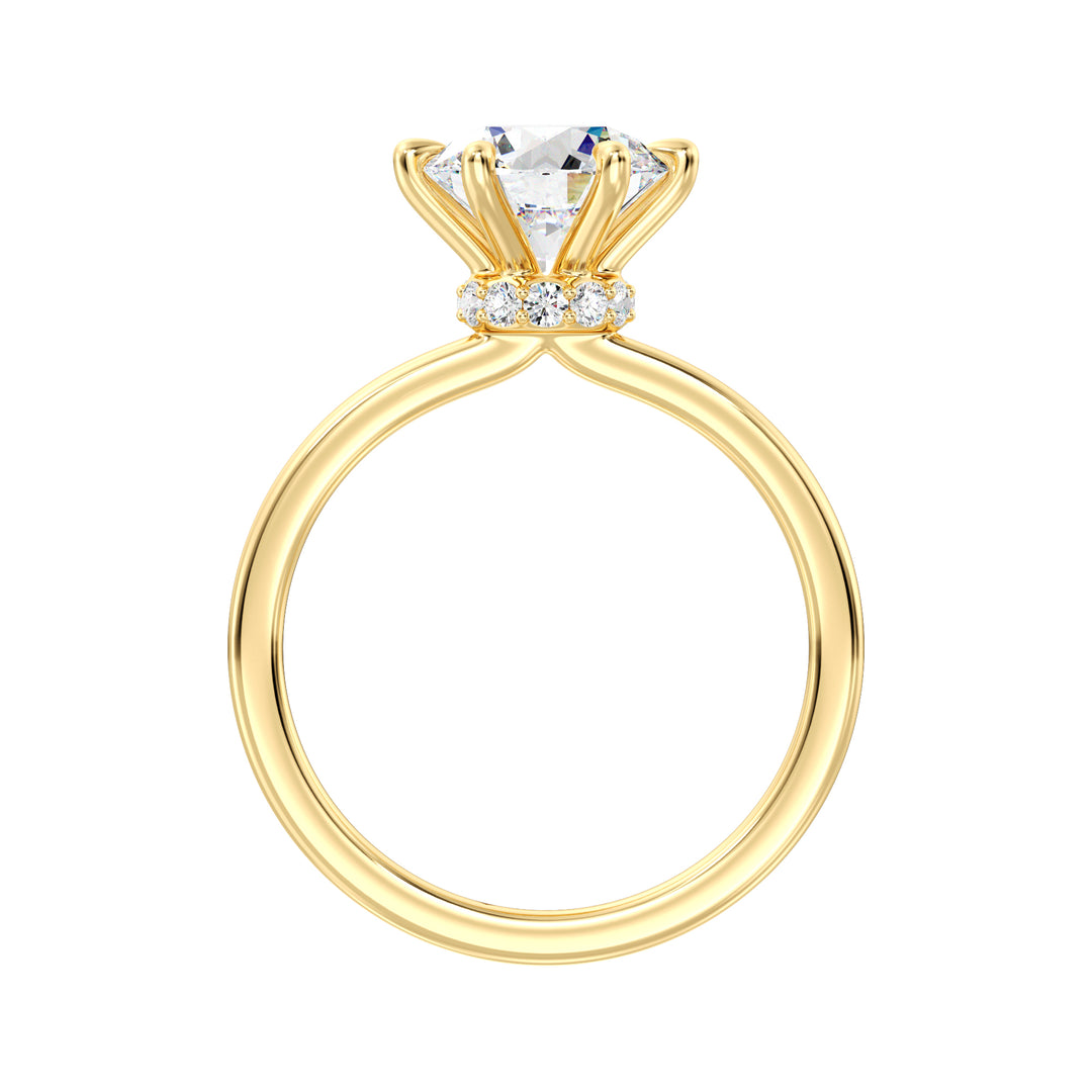 Classic Round Cut Lab Grown Diamond Prong Set Ring in Yellow Gold