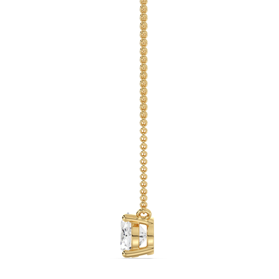 Colorless Oval Cut Lab Grown Diamond Solitaire Necklace in 18K Yellow Gold