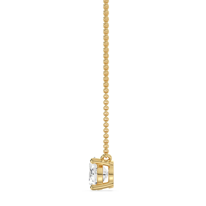 Colorless Oval Cut Lab Grown Diamond Solitaire Necklace in 18K Yellow Gold