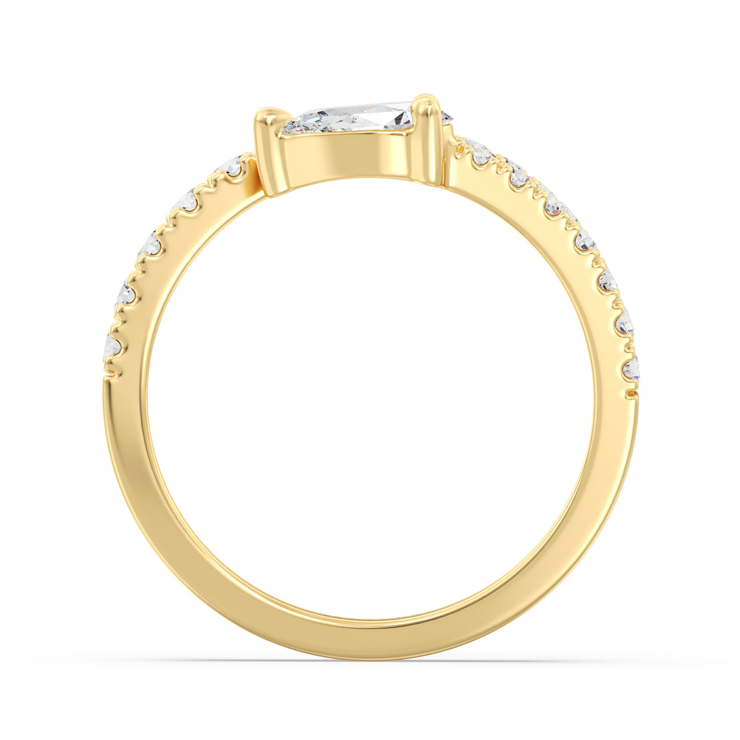 Contemporary Pear Diamond Open Cuff Ring in 18K Yellow Gold
