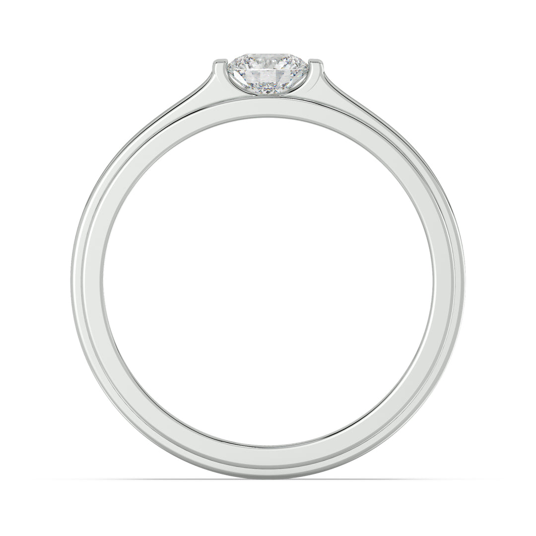 Contemporary Platinum Diamond Signet Ring with Classic Four Prong Setting