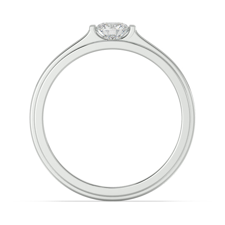 Contemporary Platinum Diamond Signet Ring with Classic Four Prong Setting