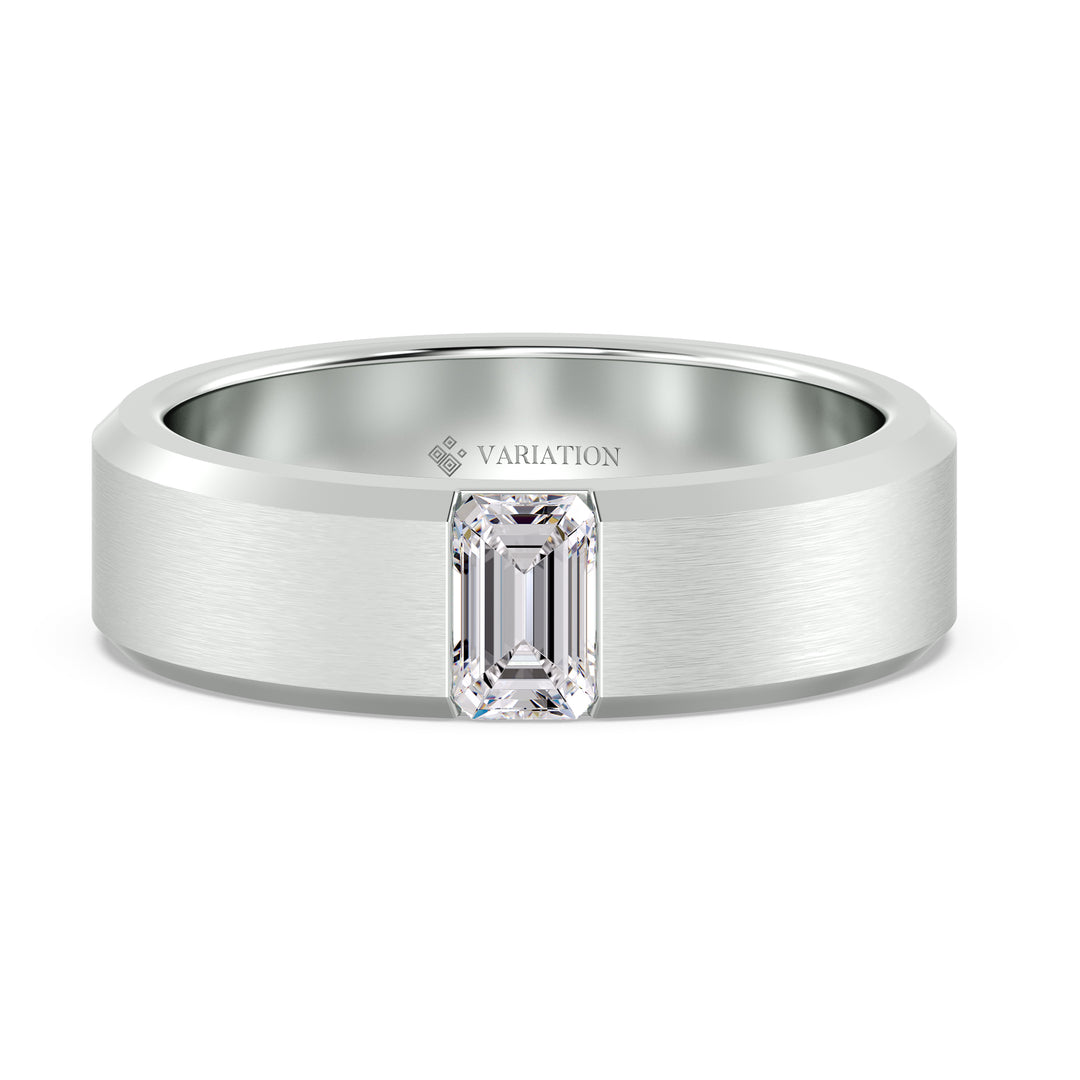 Contemporary Platinum Ring Featuring a Flush Set Lab Grown Diamond