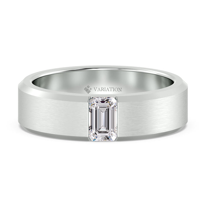 Contemporary Platinum Ring Featuring a Flush Set Lab Grown Diamond
