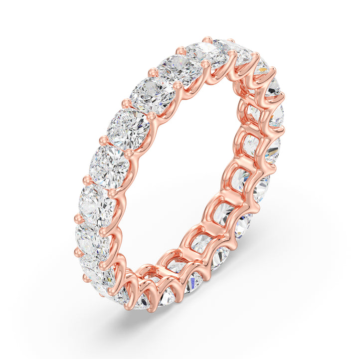 Cushion Cut Lab Grown Diamond Scallop Eternity Band in 18K Rose Gold
