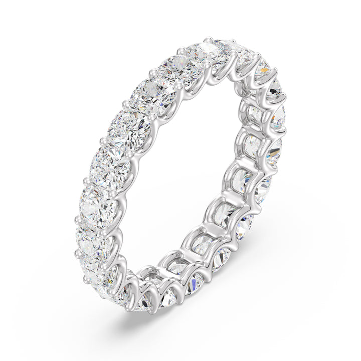 Cushion Cut Lab Grown Diamond Scallop Eternity Band in 18K White Gold
