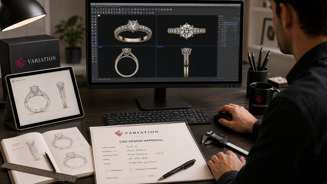 3D CAD design process for custom jewellery at Variation