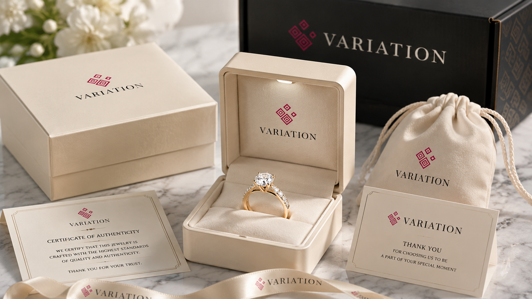 Luxury packaging and delivery of custom jewellery at Variation
