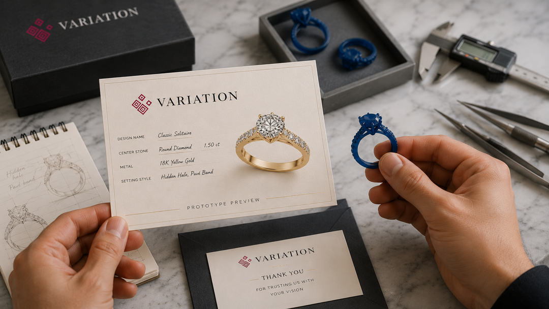 Prototype approval stage for custom jewellery at Variation
