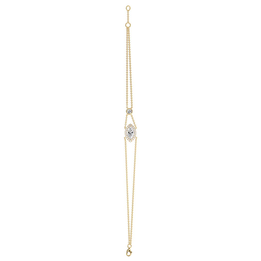 Double Chain Marquise Cut Lab Grown Diamond Bracelet in 18K Yellow Gold