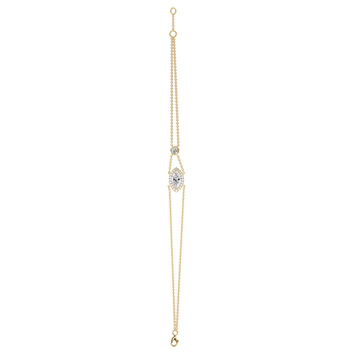 Double Chain Marquise Cut Lab Grown Diamond Bracelet in 18K Yellow Gold