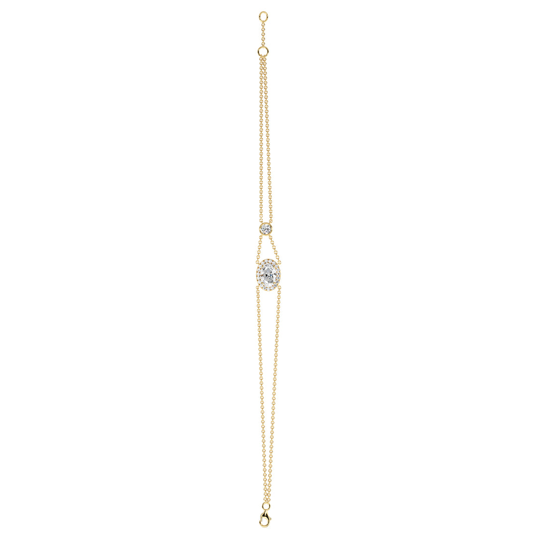 Double Chain Oval Cut Lab Grown Diamond Bracelet in 18K Yellow Gold