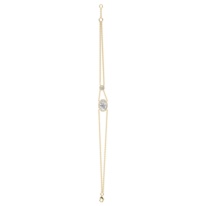 Double Chain Oval Cut Lab Grown Diamond Bracelet in 18K Yellow Gold