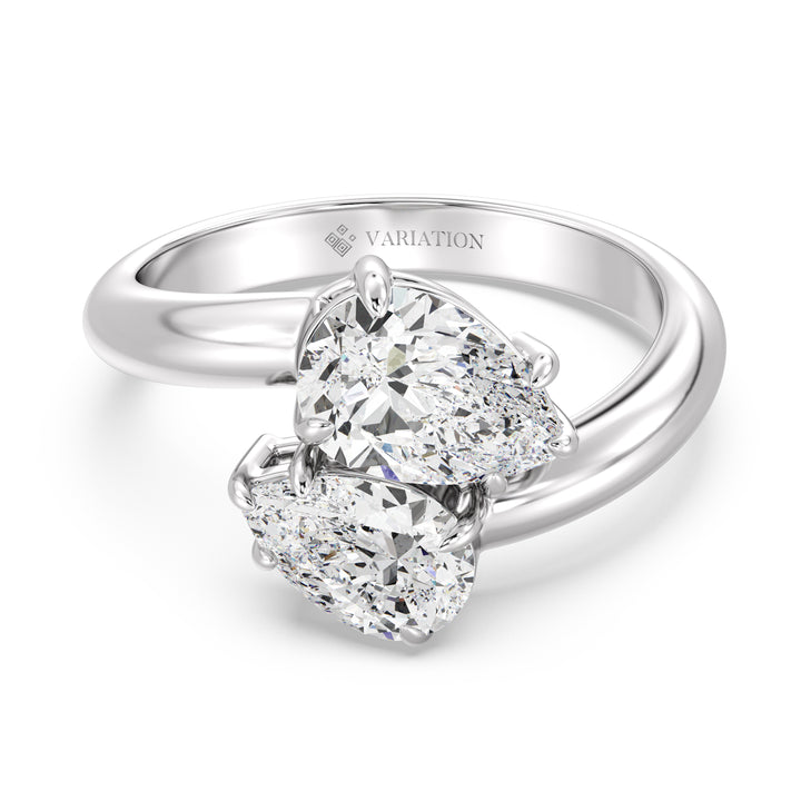 Double Pear Diamond Engagement Ring with 18K Gold and Lab Grown Diamonds