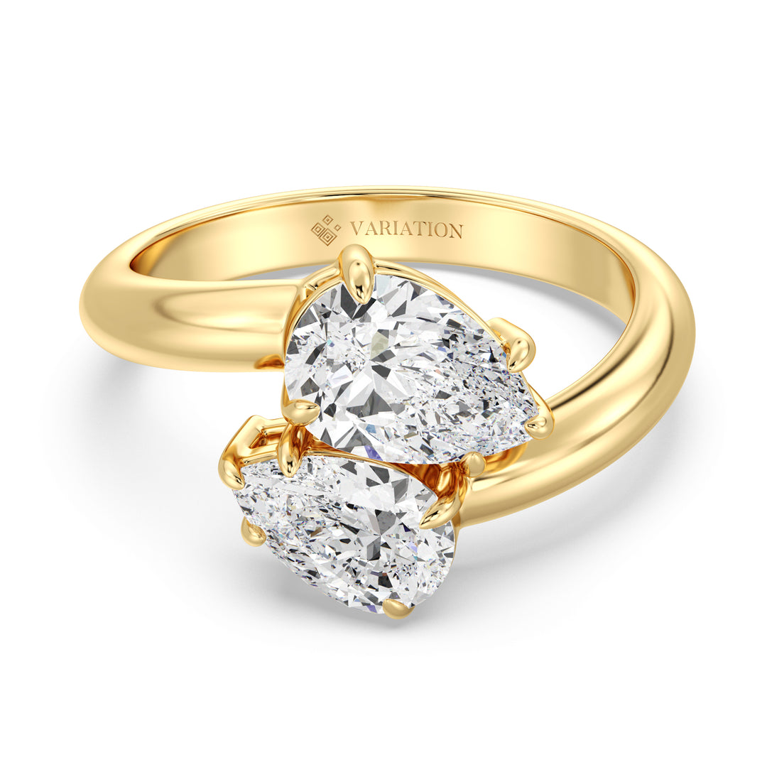 Double Pear Toi et Moi Engagement Ring in 18K Gold with Lab Grown Diamonds