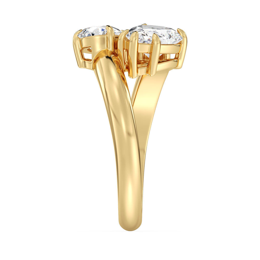 Double Pear Cut Toi et Moi Ring with IGI Certified Lab Grown Diamond
