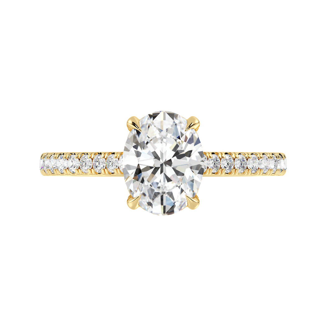 Elegant Oval Cut Diamond Ring with Hidden Halo Detail in Yellow Gold