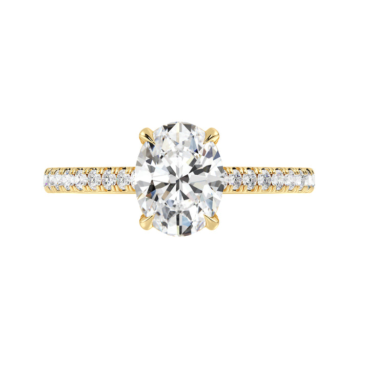 Elegant Oval Cut Diamond Ring with Hidden Halo Detail in Yellow Gold