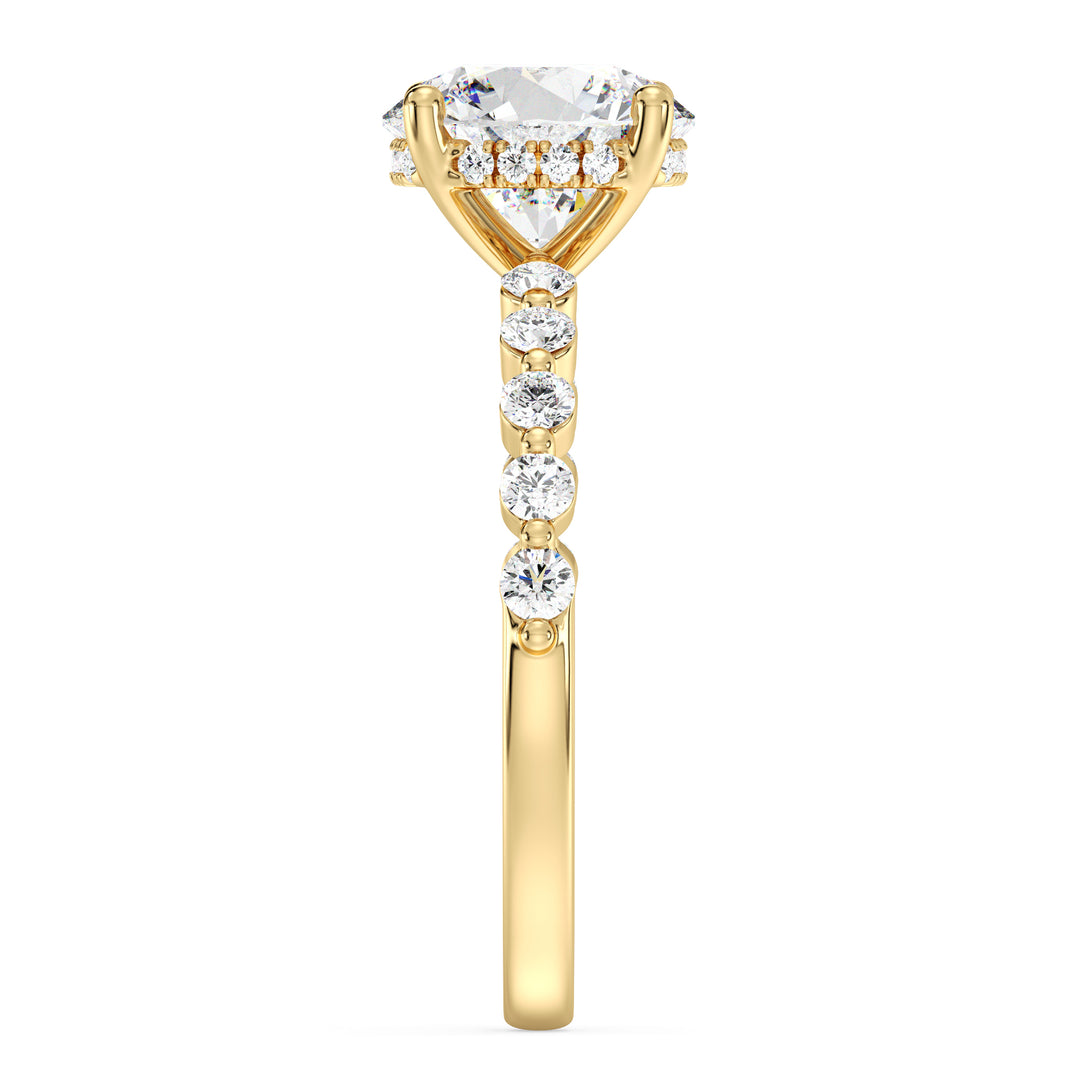 Elegant Round Brilliant Diamond Ring with Hidden Halo Design in Yellow Gold