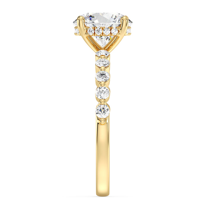Elegant Round Brilliant Diamond Ring with Hidden Halo Design in Yellow Gold