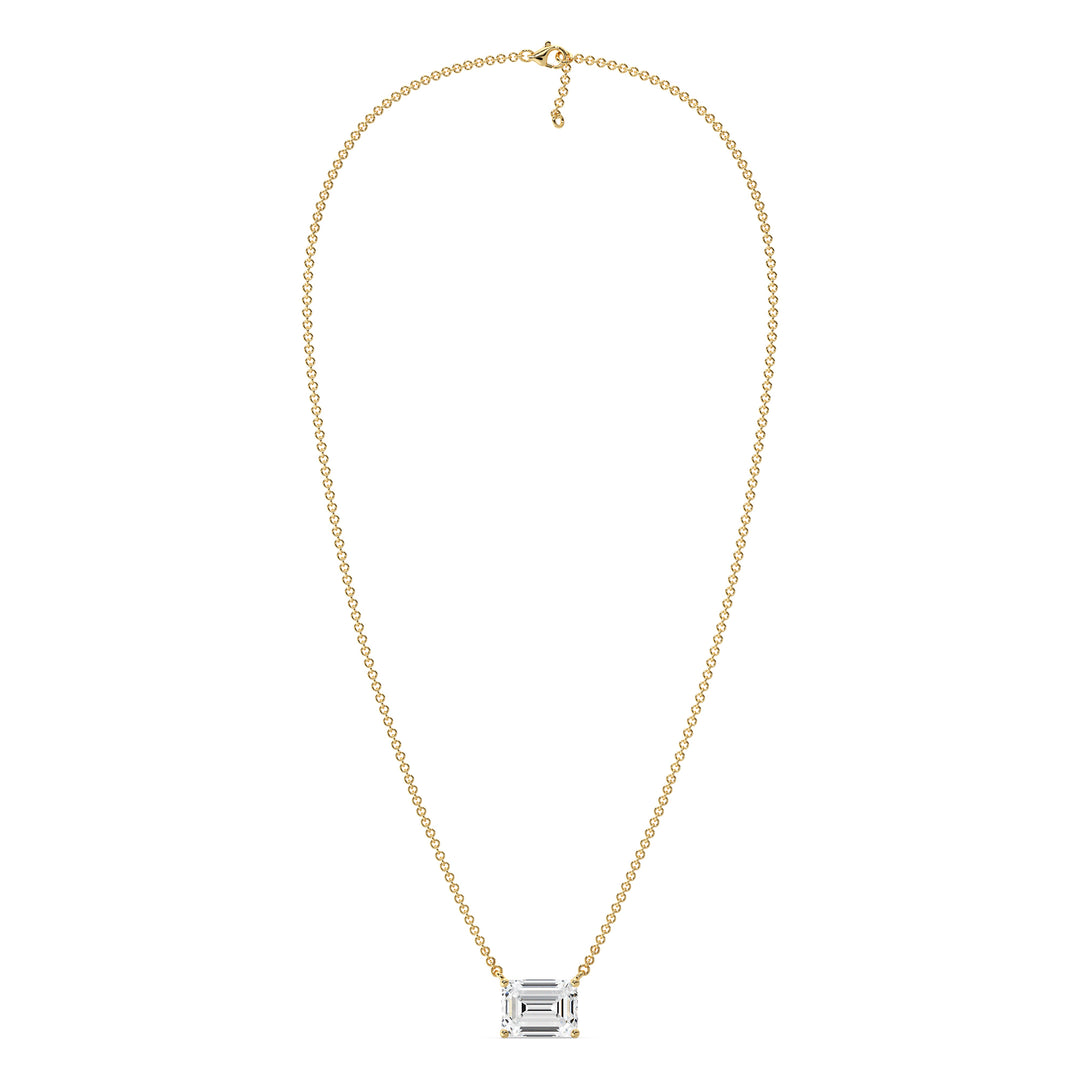 2 Carat Emerald Cut Lab Grown Diamond Necklace in 18K Yellow Gold
