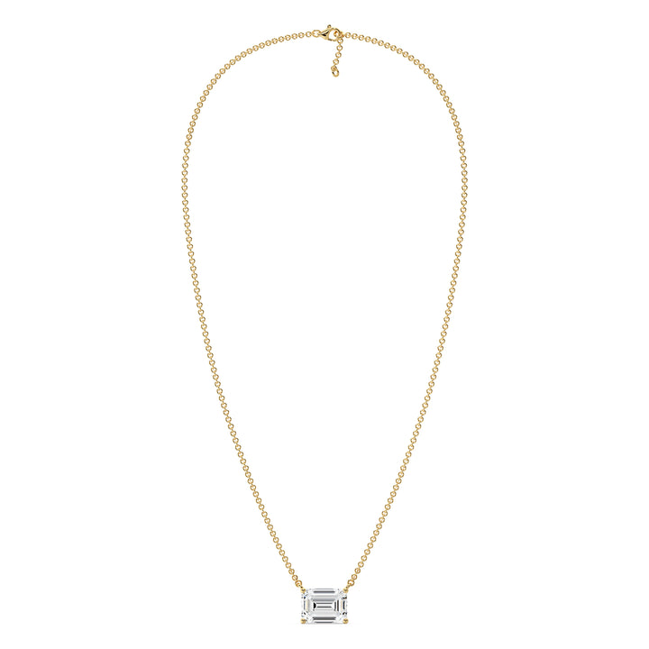 2 Carat Emerald Cut Lab Grown Diamond Necklace in 18K Yellow Gold