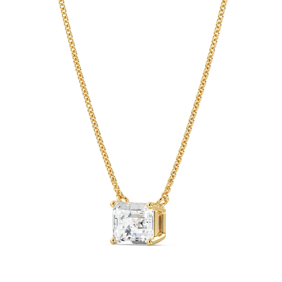 2 Carat Emerald Cut Lab Grown Diamond Necklace in 18K Yellow Gold