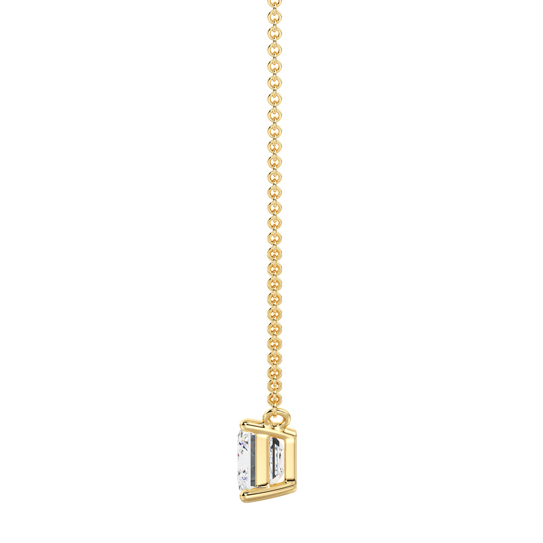 Emerald Cut Lab Grown Diamond Necklace in 18K Yellow Gold Prong Setting