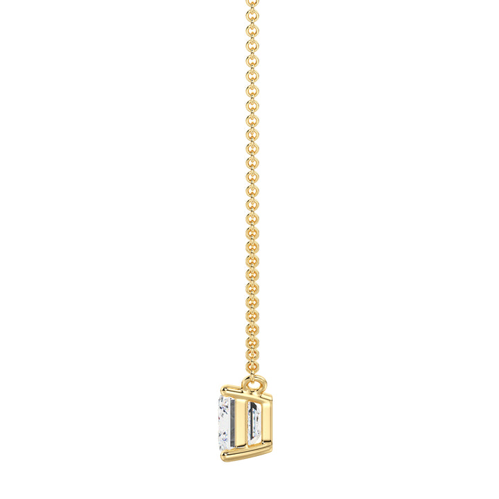 Emerald Cut Lab Grown Diamond Necklace in 18K Yellow Gold Prong Setting
