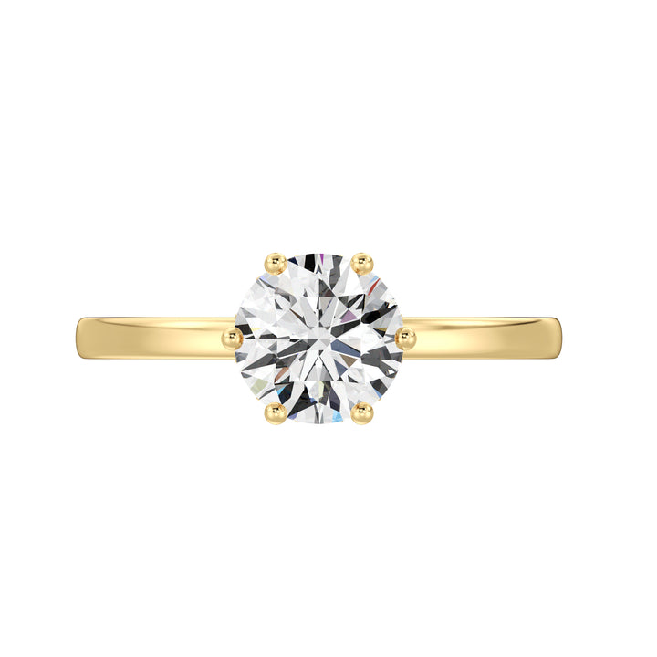 F VS1 Round Lab Grown Diamond Hidden Halo Ring in 18K Yellow Gold