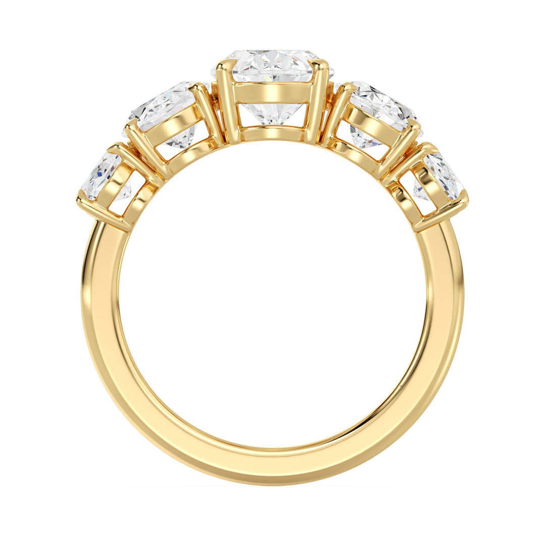Graduated Oval Cut Lab Grown Diamond Ring in 18K Yellow Gold