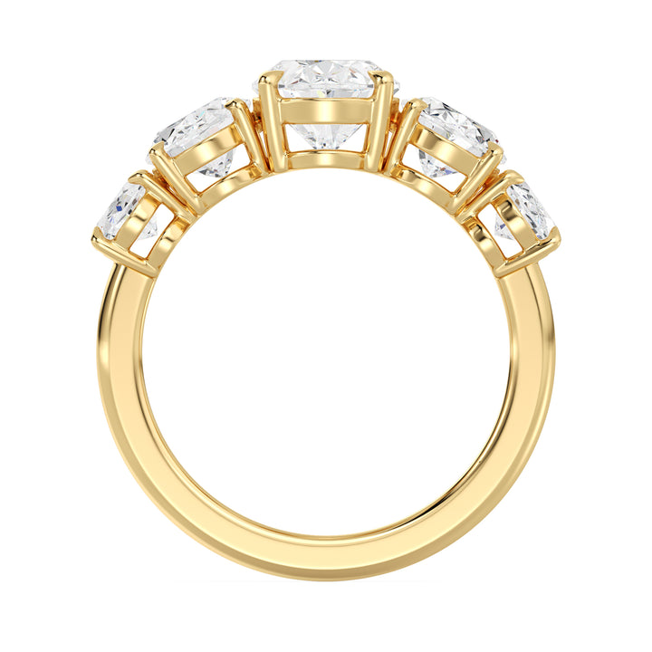 Graduated Oval Cut Lab Grown Diamond Ring in 18K Yellow Gold