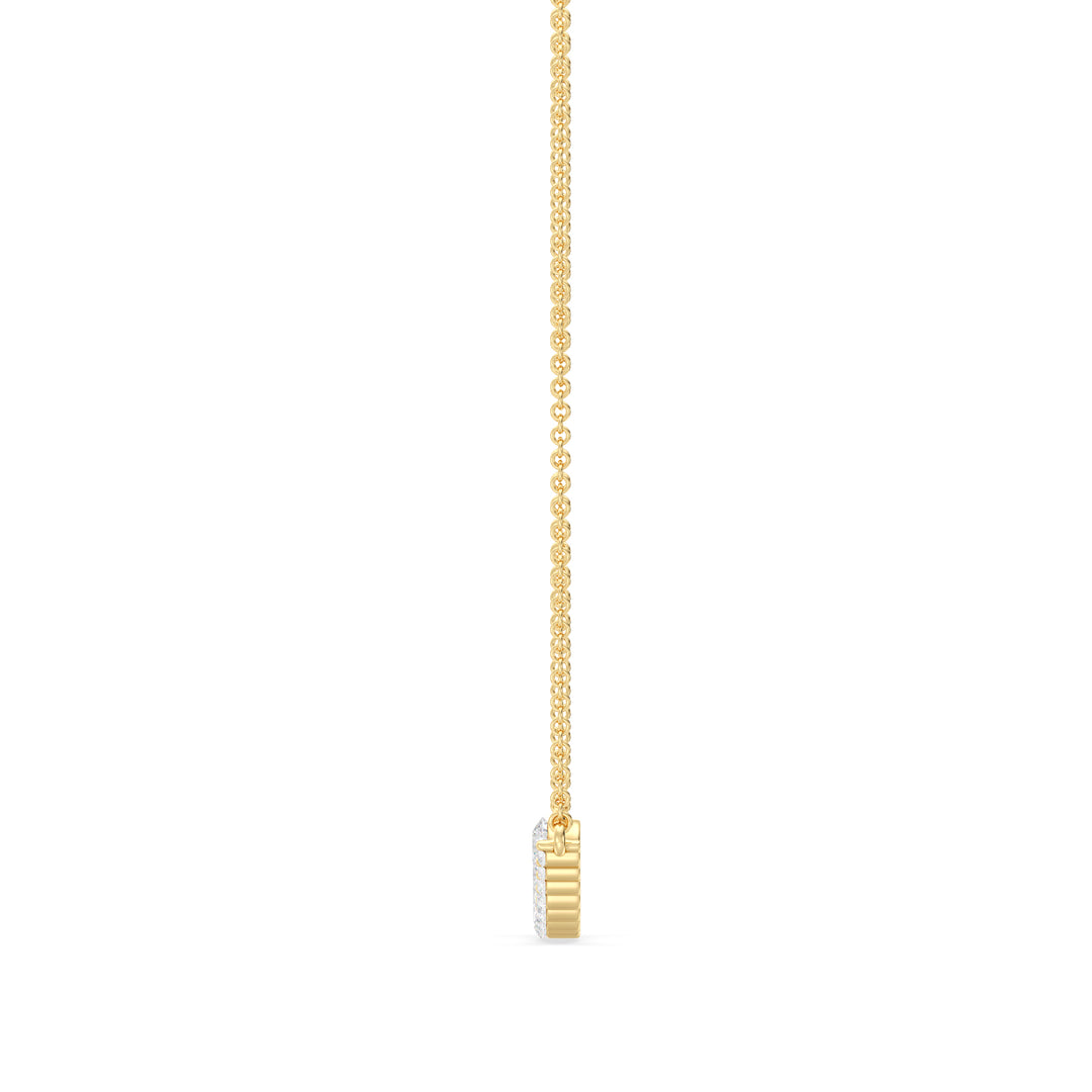 Graduated Round Cut Lab Grown Diamond Asymmetric Necklace in 18K Yellow Gold
