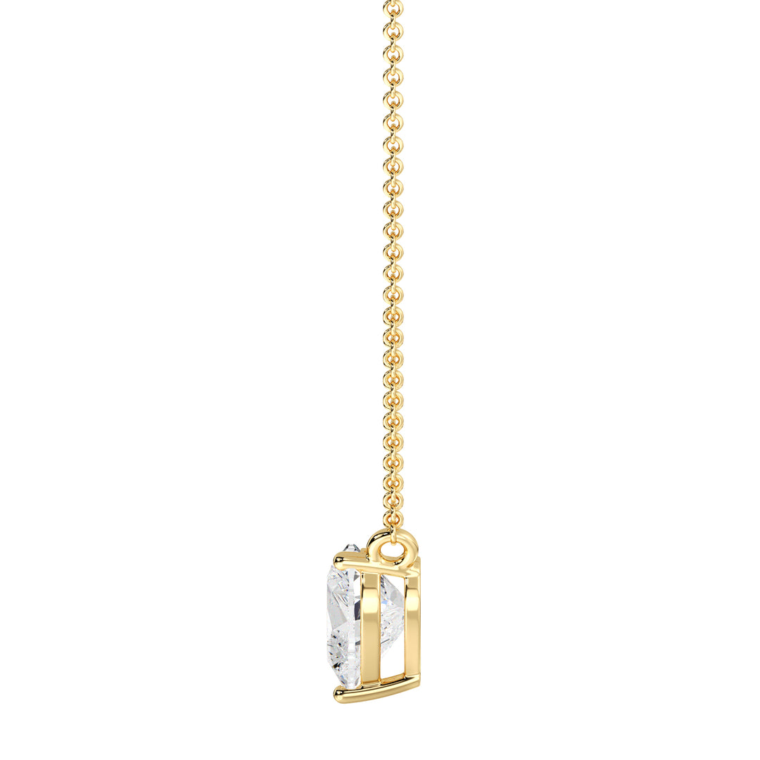 Heart Cut Lab Grown Diamond Necklace in 18K Yellow Gold Prong Setting