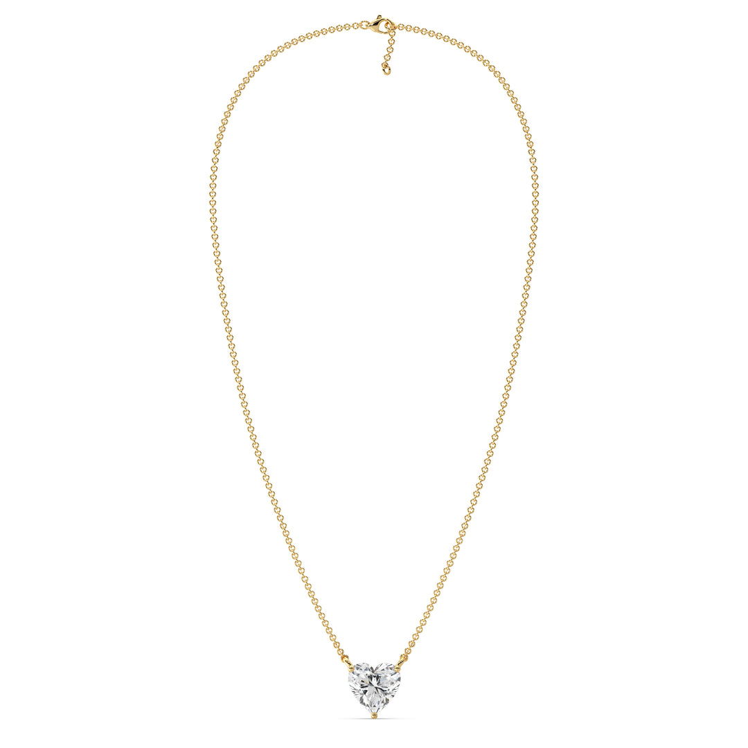 2 Carat Heart Cut Lab Grown Diamond Pendant Necklace in 18K Yellow Gold