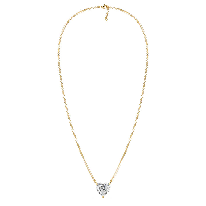 2 Carat Heart Cut Lab Grown Diamond Pendant Necklace in 18K Yellow Gold