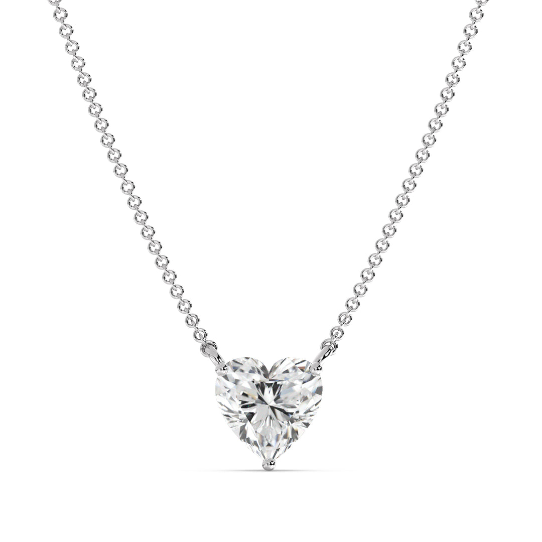 Heart Cut Lab Grown Diamond Solitaire Pendant Necklace in 18K White Gold