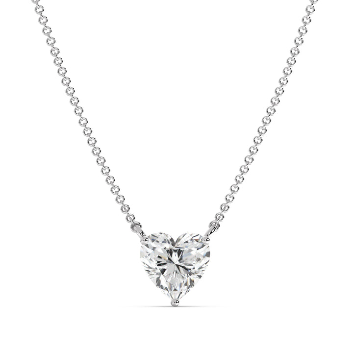 Heart Cut Lab Grown Diamond Solitaire Pendant Necklace in 18K White Gold