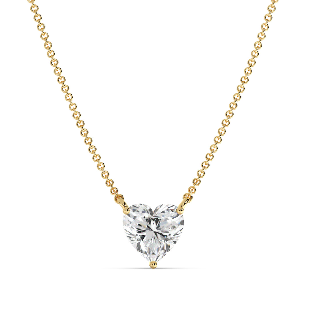Heart Cut Lab Grown Diamond Solitaire Pendant Necklace in 18K Yellow Gold