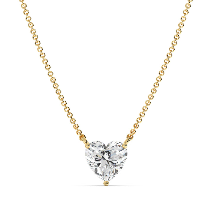 Heart Cut Lab Grown Diamond Solitaire Pendant Necklace in 18K Yellow Gold