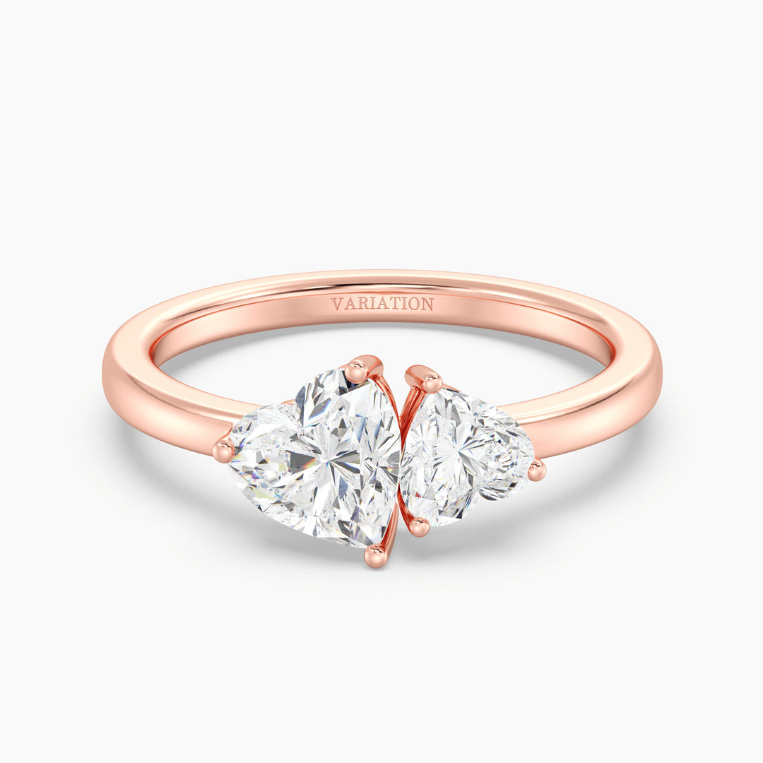 Heart Cut Lab Grown Diamond Toi et Moi Ring in 18K Rose Gold
